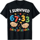 I Survived 100 Days of School 67 + 33 Meme Teacher Student T-Shirt - T-Shirt | Black