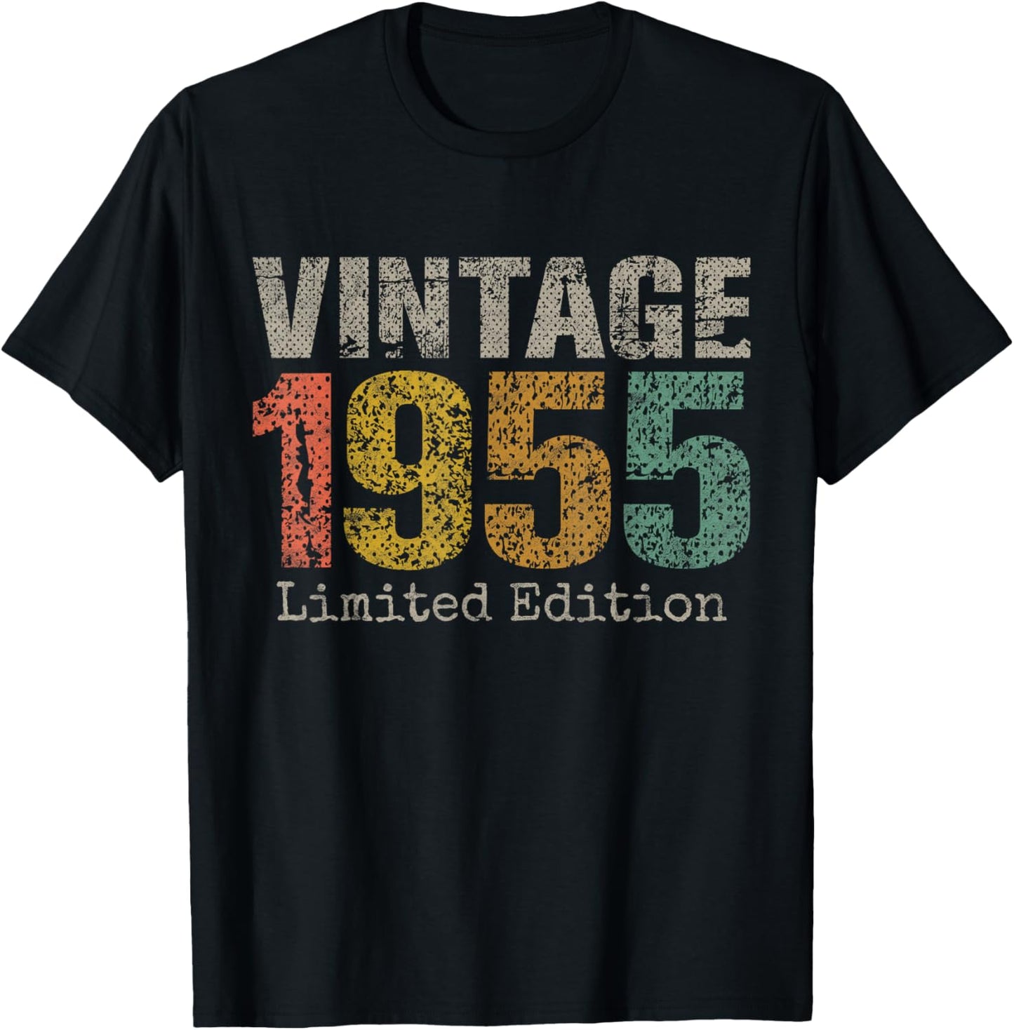 Vintage 1955 Text 71st Birthday Gift Men Women 71 Year Old T-Shirt - T-Shirt | Black