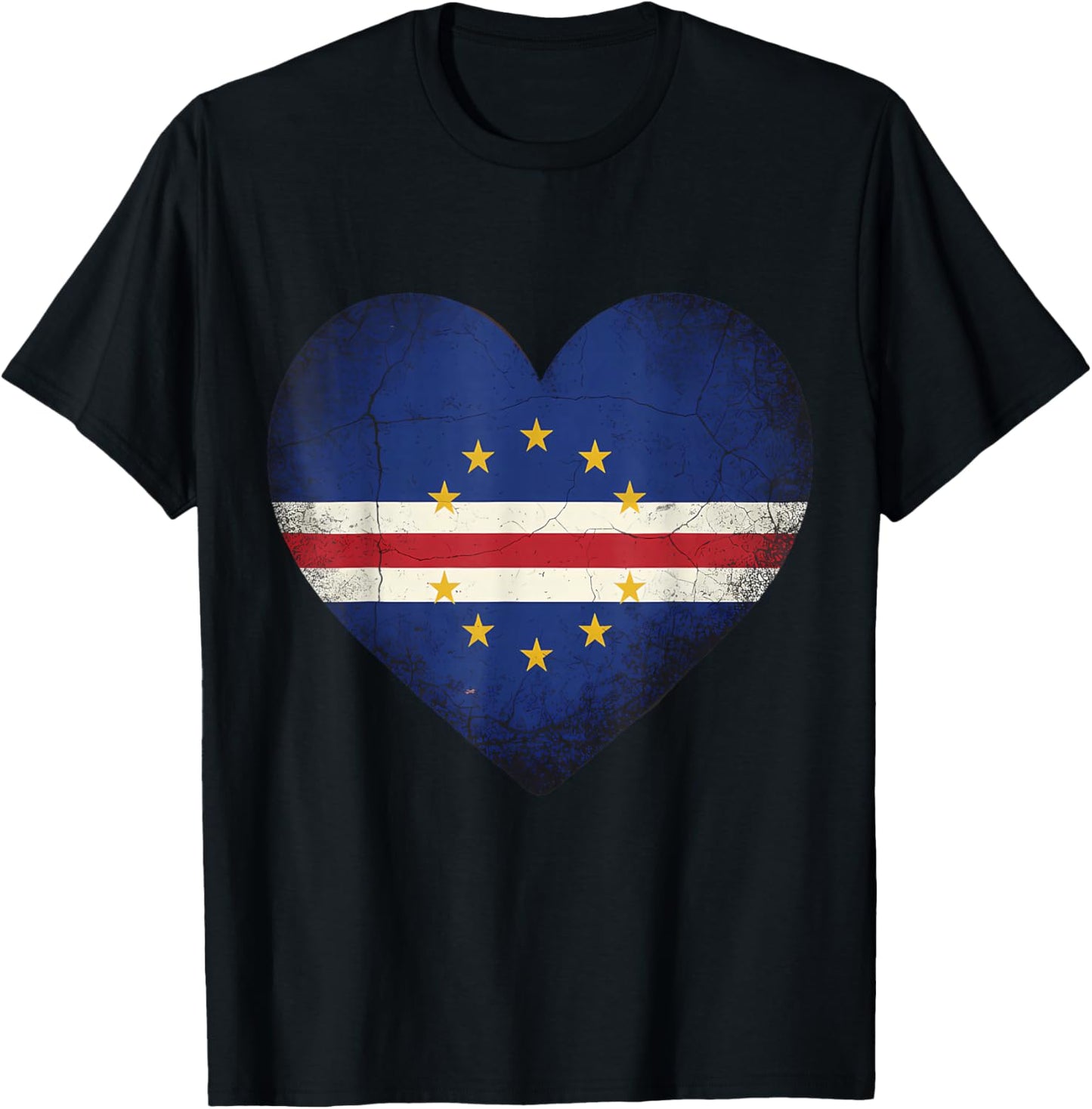 Cape Verde Roots Heart Cabo Verde Cape Verdean Flag T-Shirt - T-Shirt | Black
