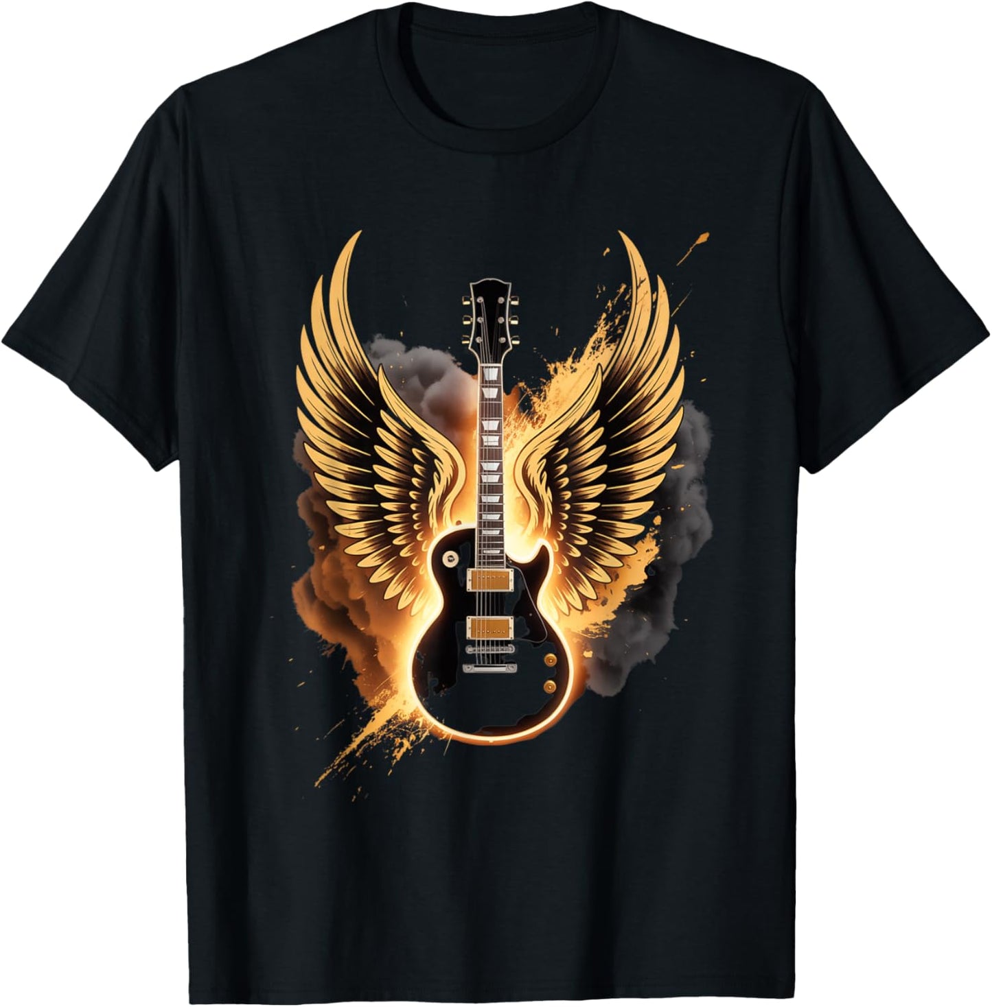 Retro Guitar Wings Abstract Art Rock and Roll Musician Gifts T-Shirt - T-Shirt | Black
