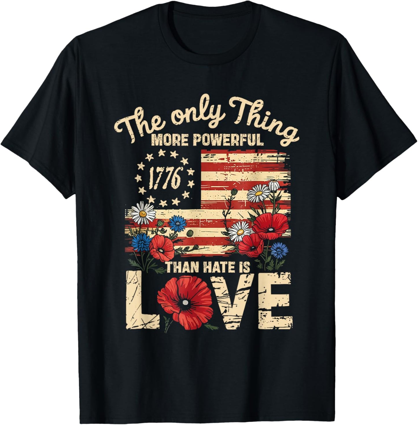 Heart Floral T-Shirt - T-Shirt | Black