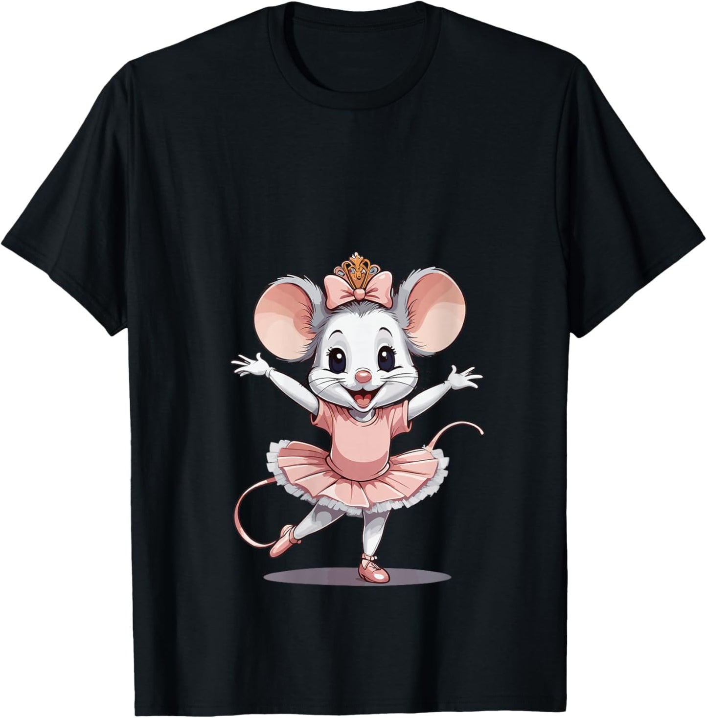 Women's Cute Unique & Modern Mouse Ballet & Ballerina V-Neck T-Shirt - T-Shirt | Black