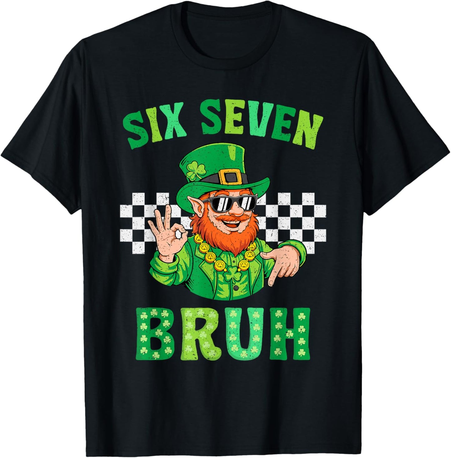 Six Seven Bruh 67 Meme St Patricks Day for Boys Youth Kids T-Shirt - T-Shirt | Black