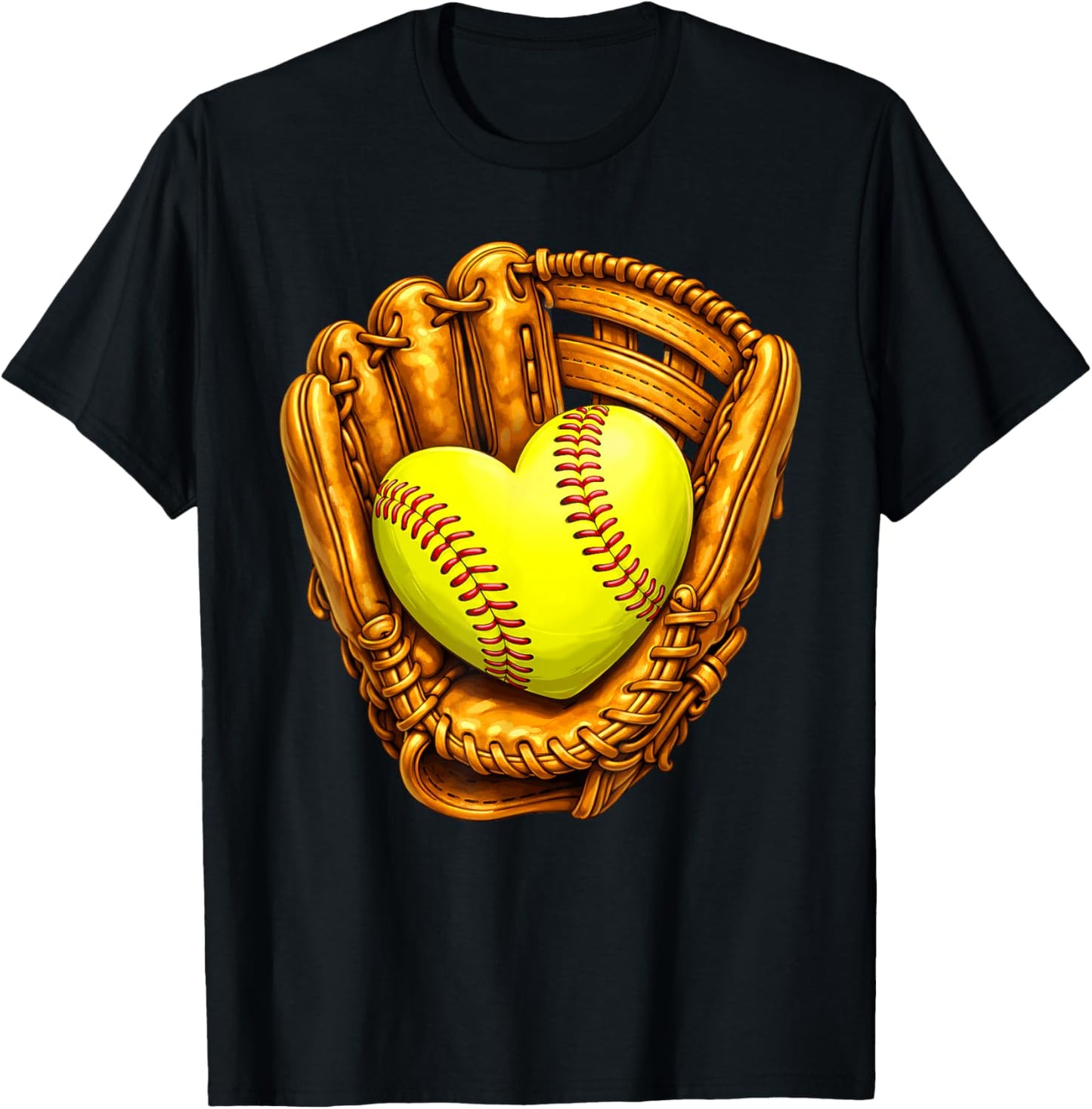 Cute Softball Heart Happy Valentines Boys Women Men Kids T-Shirt - T-Shirt | Black