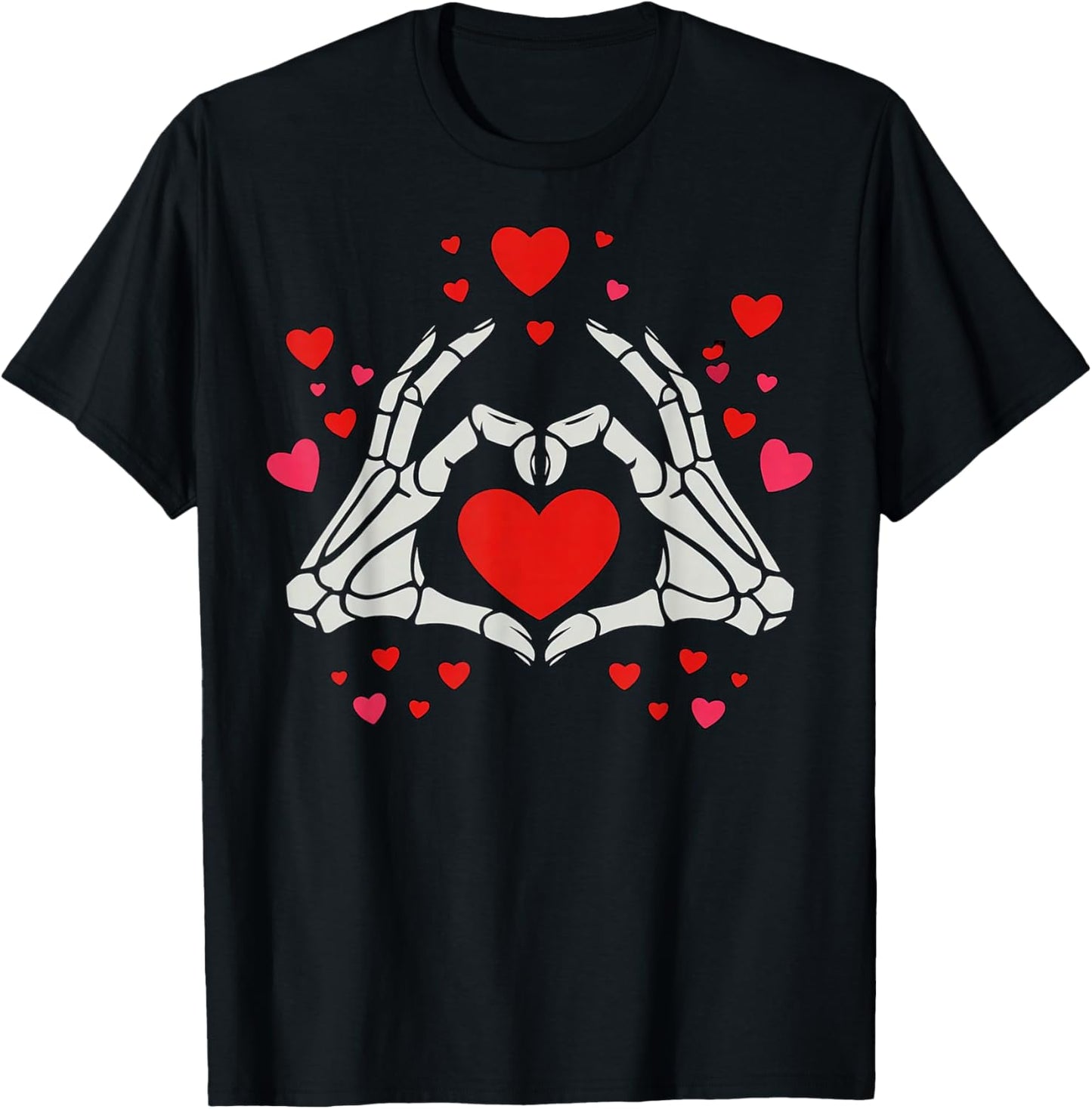 Skeleton Hands Heart Valentine Cute Love T-Shirt - T-Shirt | Black