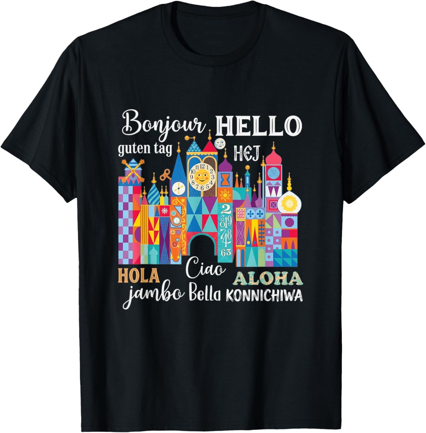 International Hello Heart Multilingual Traveler Graphic T-Shirt - T-Shirt | Black