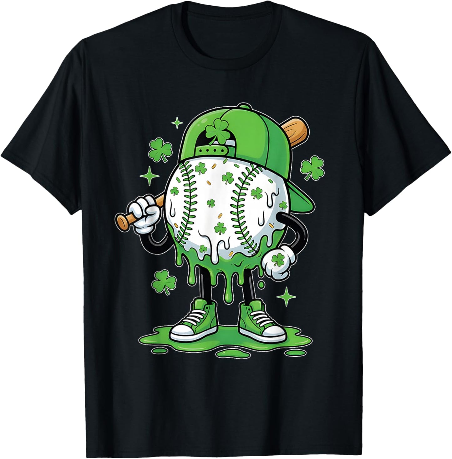 Baseball Drip Icecream Apparel Youth Boy St Patricks Day T-Shirt - T-Shirt | Black