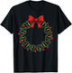 DNA Double Helix Christmas Wreath Bow Science Biology Teach T-Shirt - T-Shirt | Black