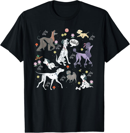 Disney 101 Dalmatians 65th Anniversary Pongo's Dog Park Pals T-Shirt - T-Shirt | Black
