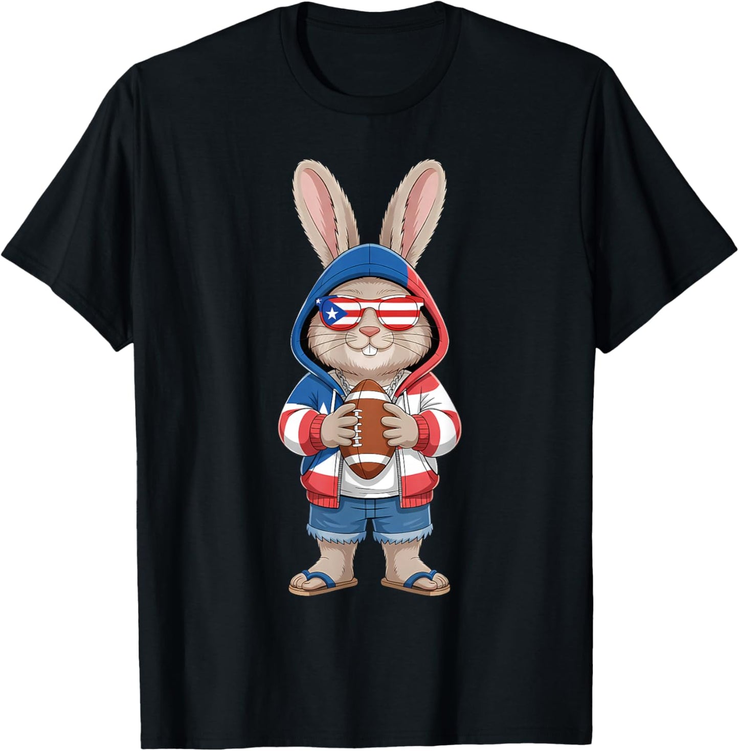 Puerto Rico Flag Bunny Puerto Rican Rabbit T-Shirt - T-Shirt | Black