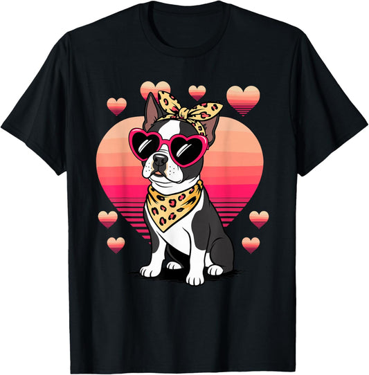 Boston Terrier Valentines Day T-Shirt - T-Shirt | Black