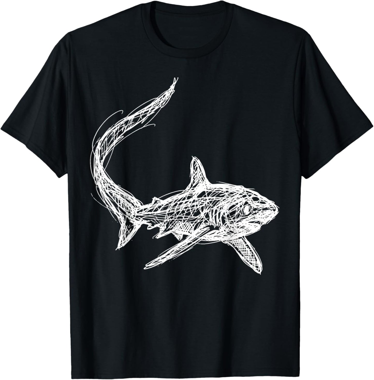 Thresher Shark Line Art T-Shirt - T-Shirt | Black