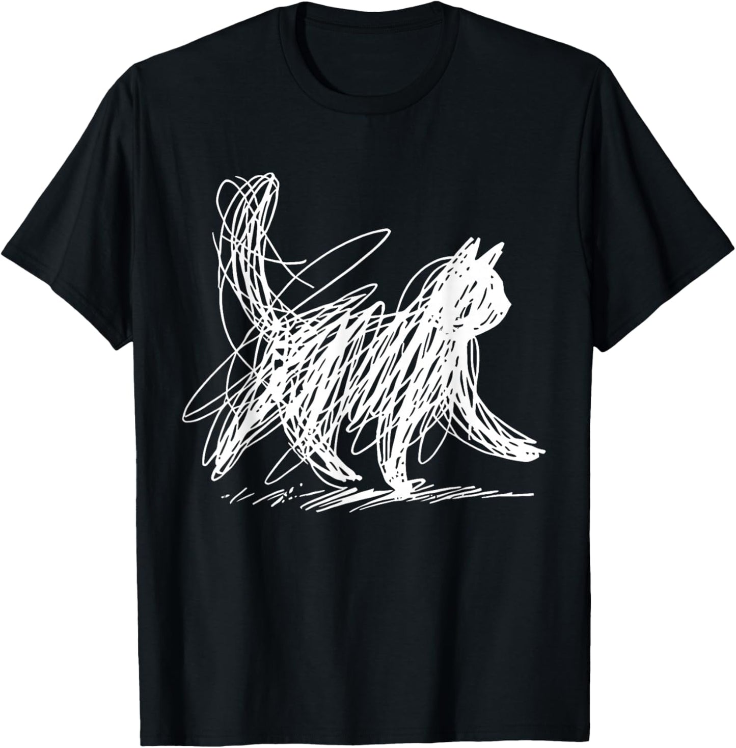 Minimalist Cat Art T-Shirt - T-Shirt | Black