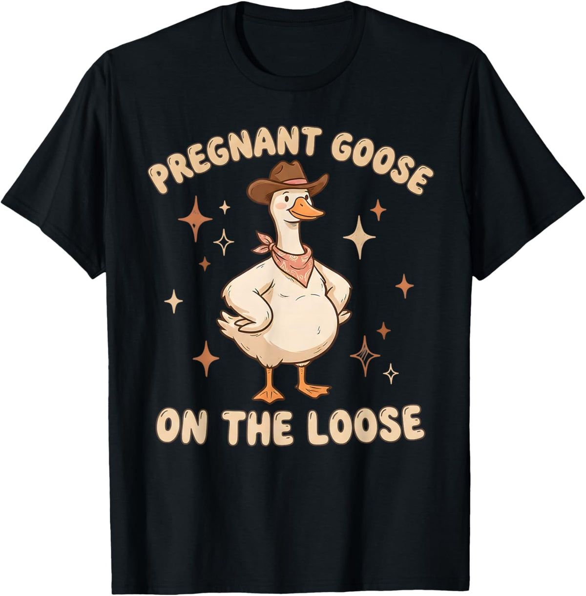 Pregnant Goose On The Loose Funny Pregnancy Announcement T-Shirt - T-Shirt | Black