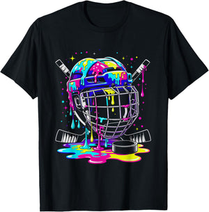 Ice Cream Dripping Hockey Drip Boys Youth Ice Hockey T-Shirt - T-Shirt | Black