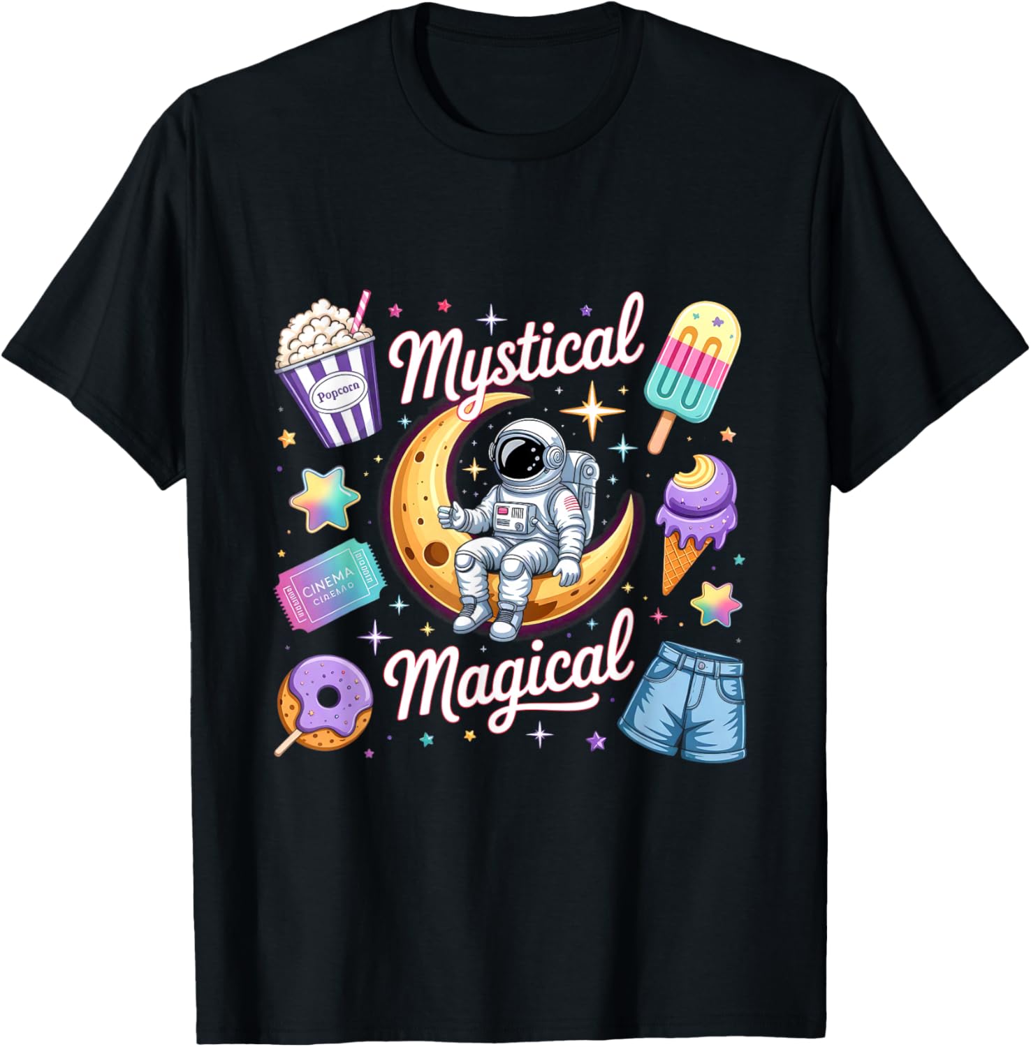 Mystical Magical Retro Aesthetic Space Gifts Men Women Kids T-Shirt - T-Shirt | Black