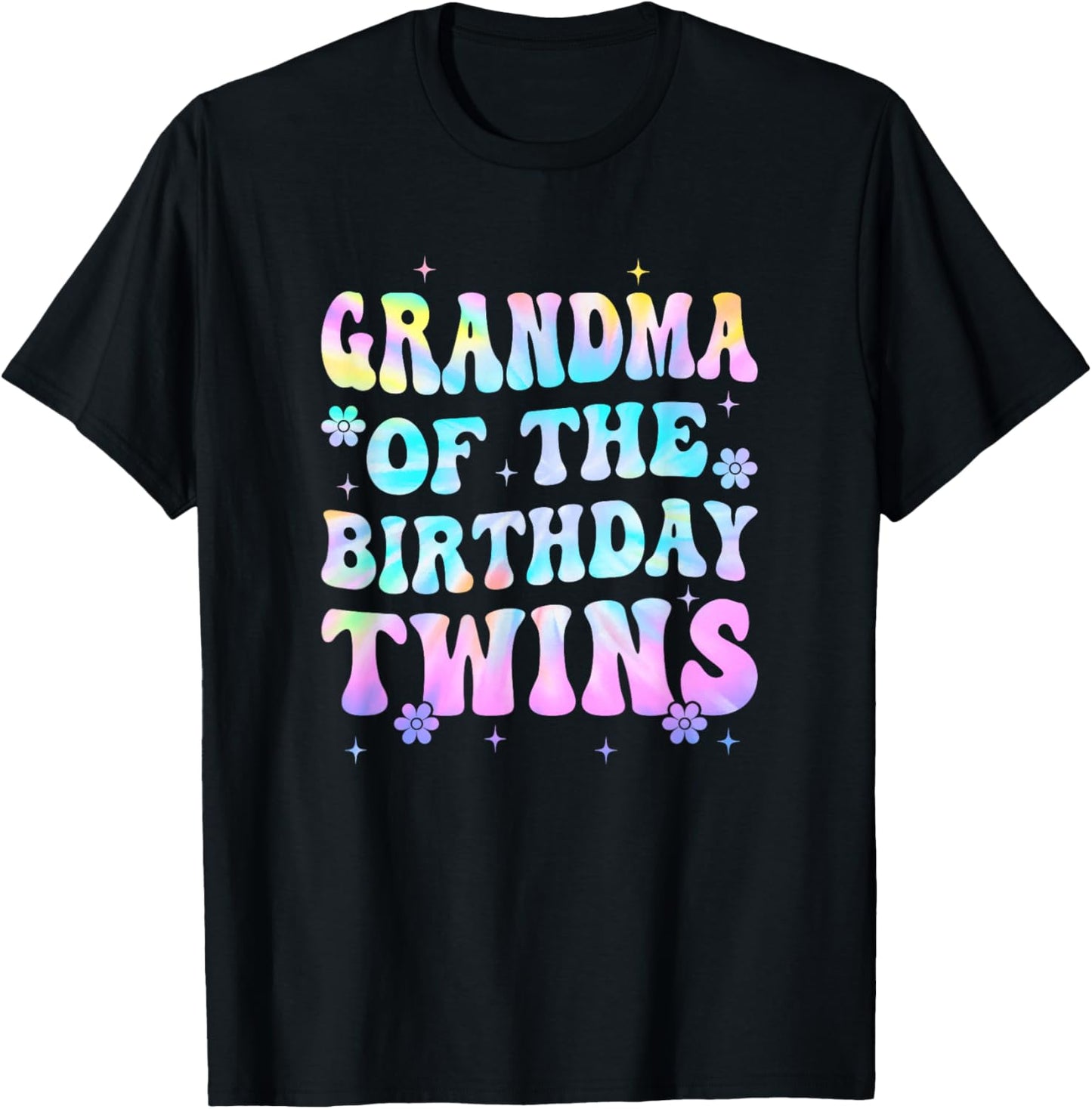 Grandma of The Birthday Twins Girls Kids Party Retro Bday T-Shirt - T-Shirt | Black