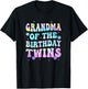 Grandma of The Birthday Twins Girls Kids Party Retro Bday T-Shirt - T-Shirt | Black