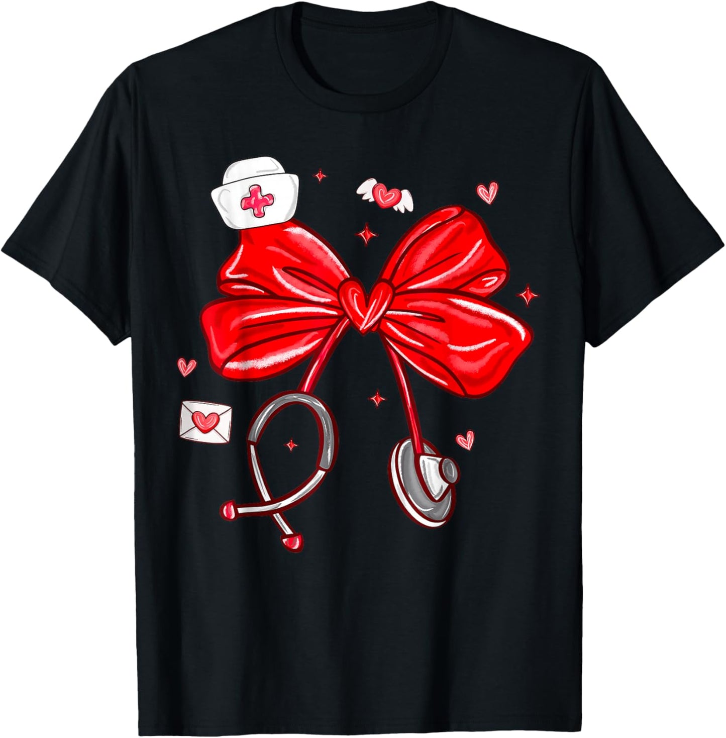 Preppy Nurse Valentine T-Shirt - T-Shirt | Black