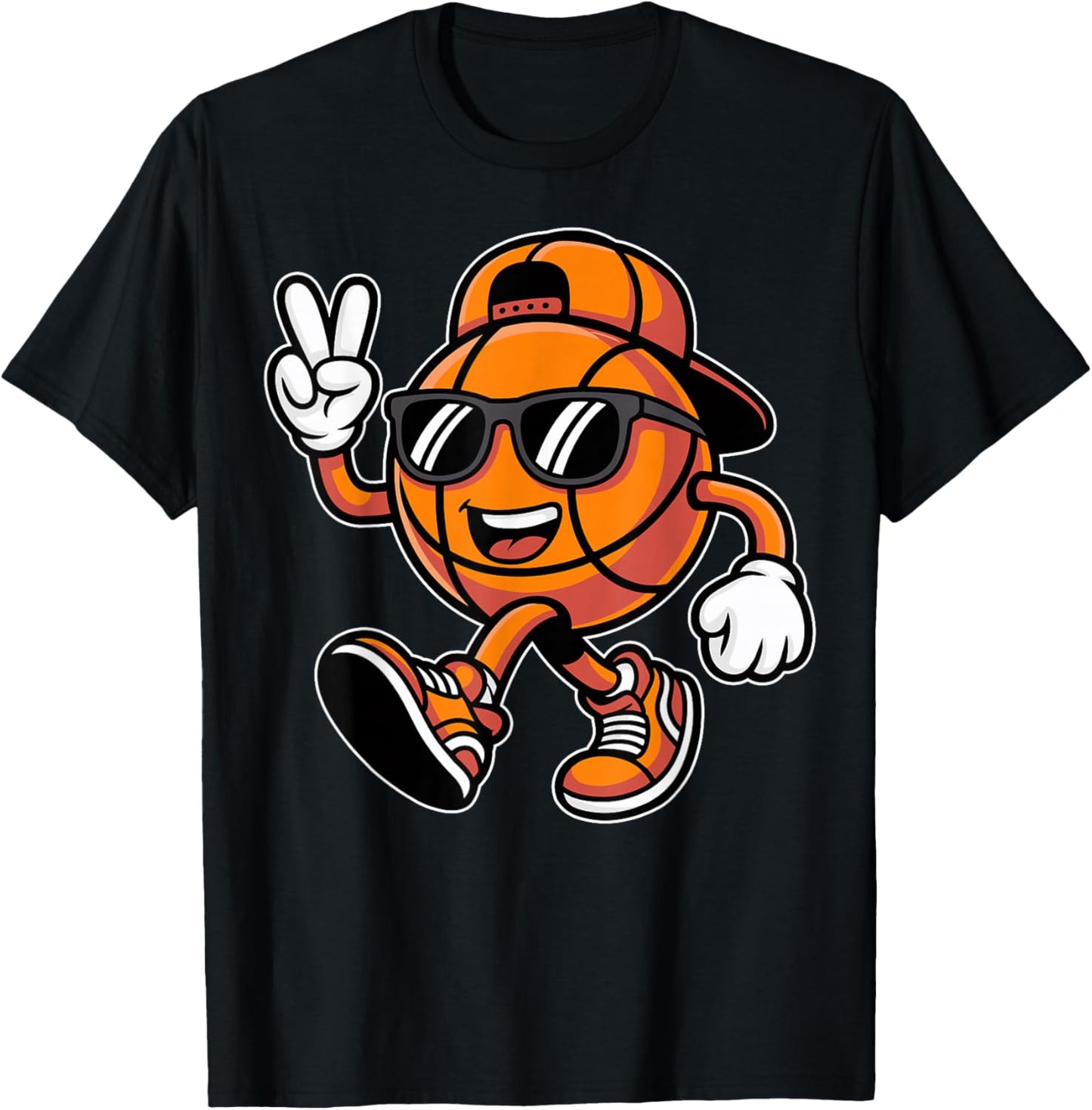 Basketball with Sunglasses Funny Boys Men Basketball Lover T-Shirt - T-Shirt | Black
