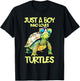 Just A Boy Who Loves Turtles Funny Cool Animal Gift Kids T-Shirt - T-Shirt | Black