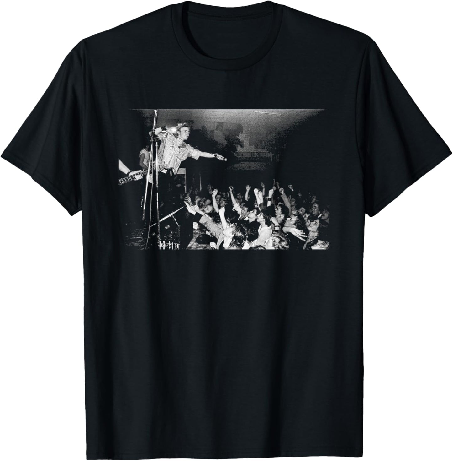 Johnny Rotten Works The Crowd Sex Pistols Holland 1977 T-Shirt - T-Shirt | Black