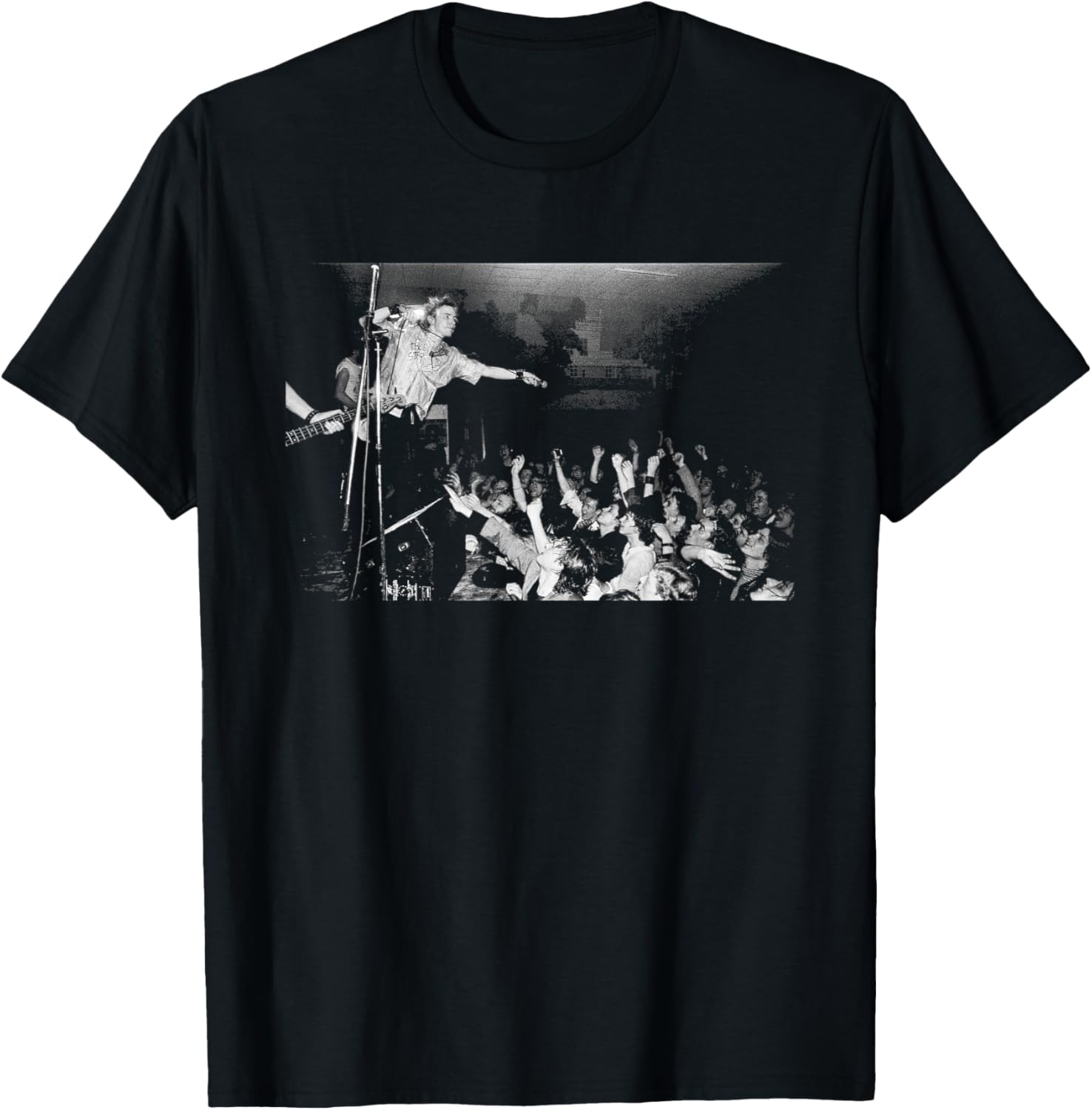 Johnny Rotten Works The Crowd Sex Pistols Holland 1977 T-Shirt - T-Shirt | Black