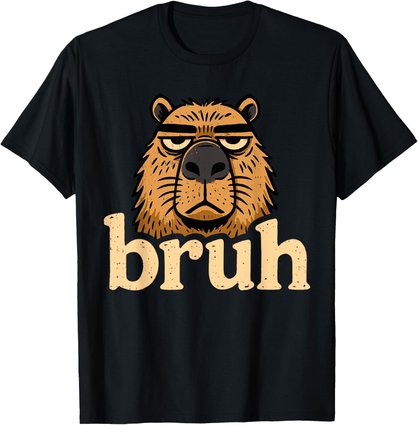 Funny Capybara Bruh Sarcastic Animal Meme Boys Teens Kids T-Shirt - T-Shirt | Black