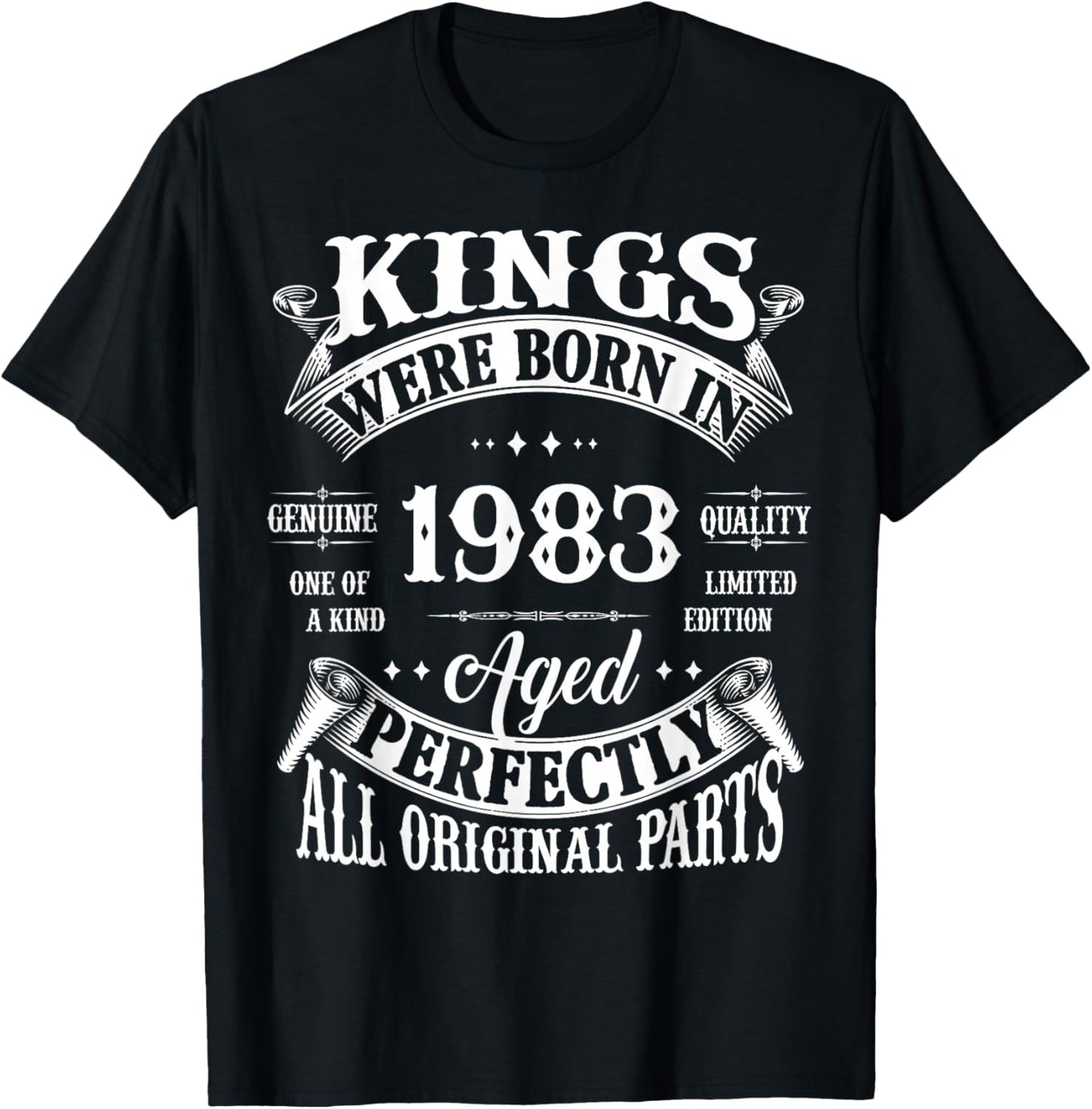 43rd Birthday Gift Vintage Kings Born in 1983 43 Years Old T-Shirt - T-Shirt | Black