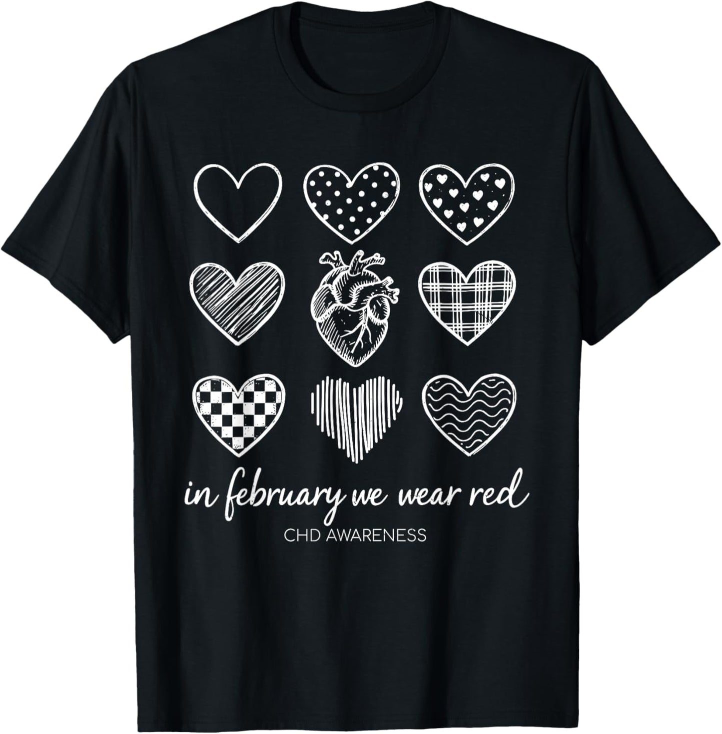 in February We Wear Red Kids Heart Disease Month T-Shirt - T-Shirt | Black