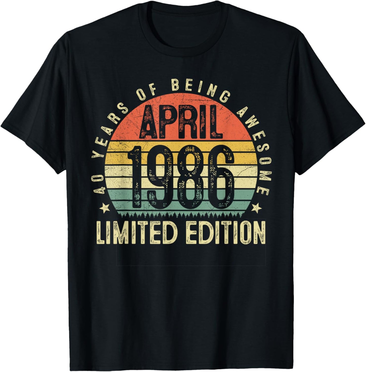 40 Year Old Vintage April 1986 Retro 40th Birthday Men Him T-Shirt - T-Shirt | Black