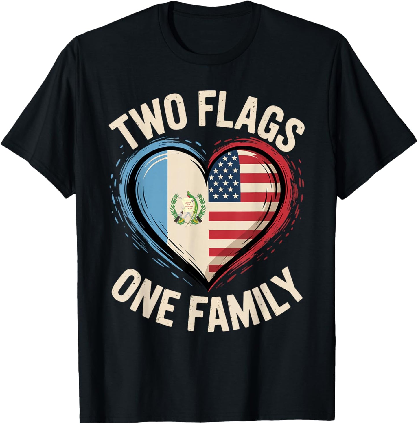 Two Flags One Family American Guatemalan USA America T-Shirt - T-Shirt | Black