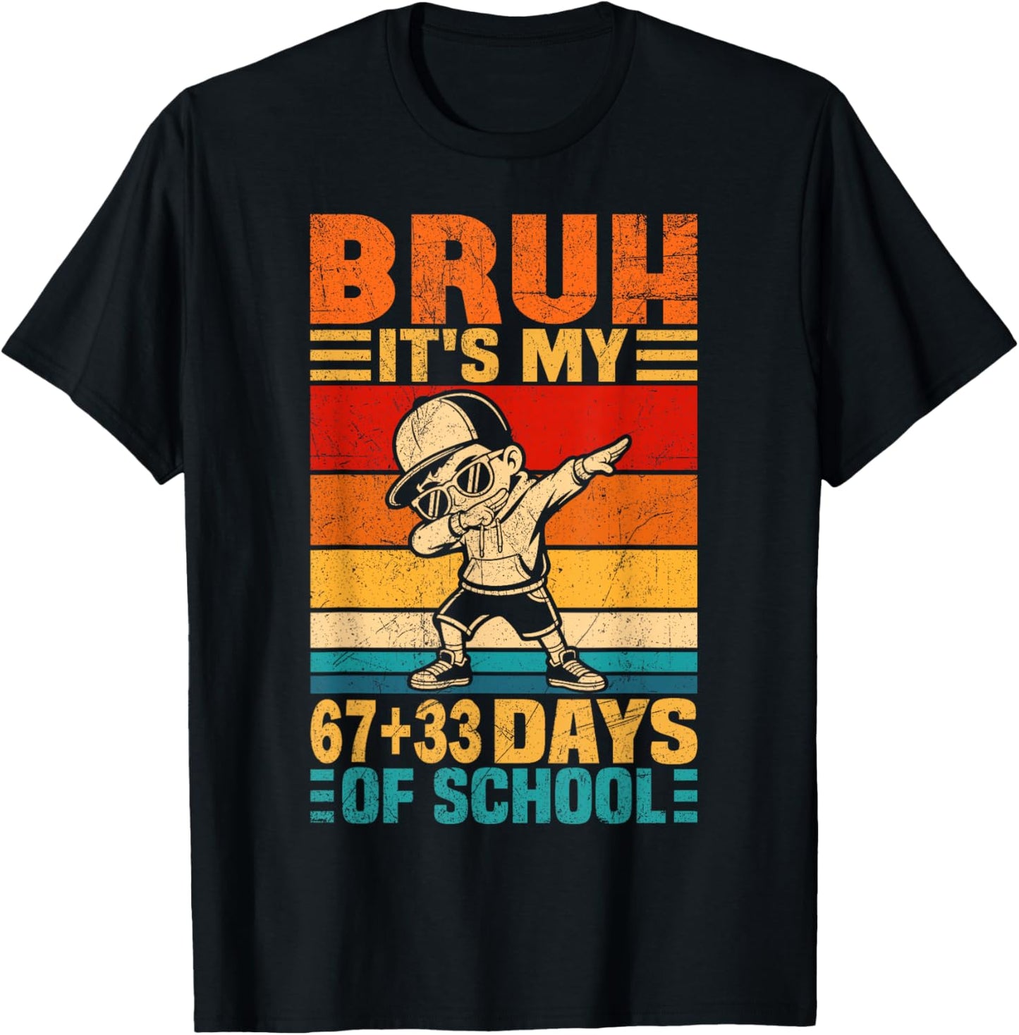 100 Days of School Boys Kids Bruh 67 33 100th Day of School T-Shirt - T-Shirt | Black