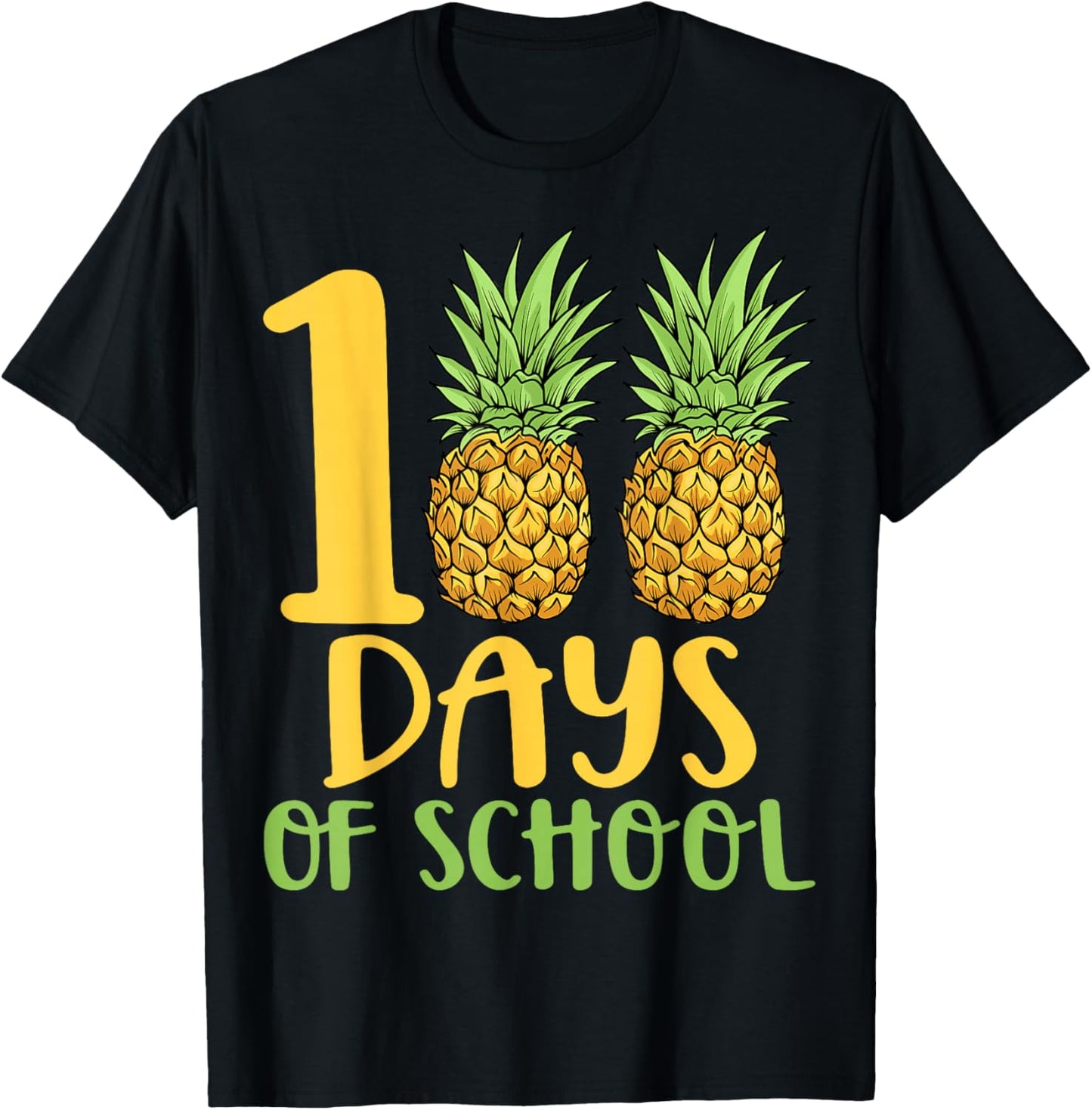 100 Days of School Pineapple Lover Teacher Kids T-Shirt - T-Shirt | Black