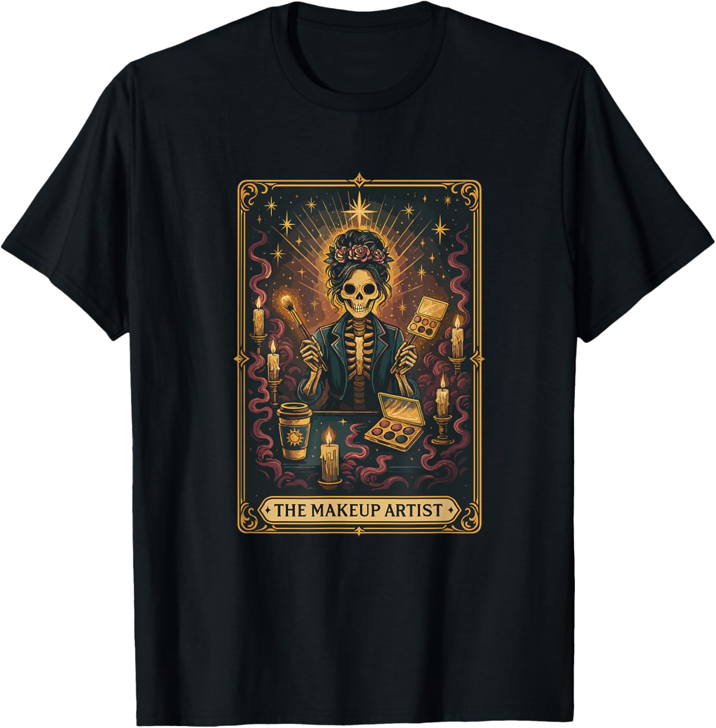 Halloween Skull Tarot Card The Makeup Artist T-Shirt - T-Shirt | Black