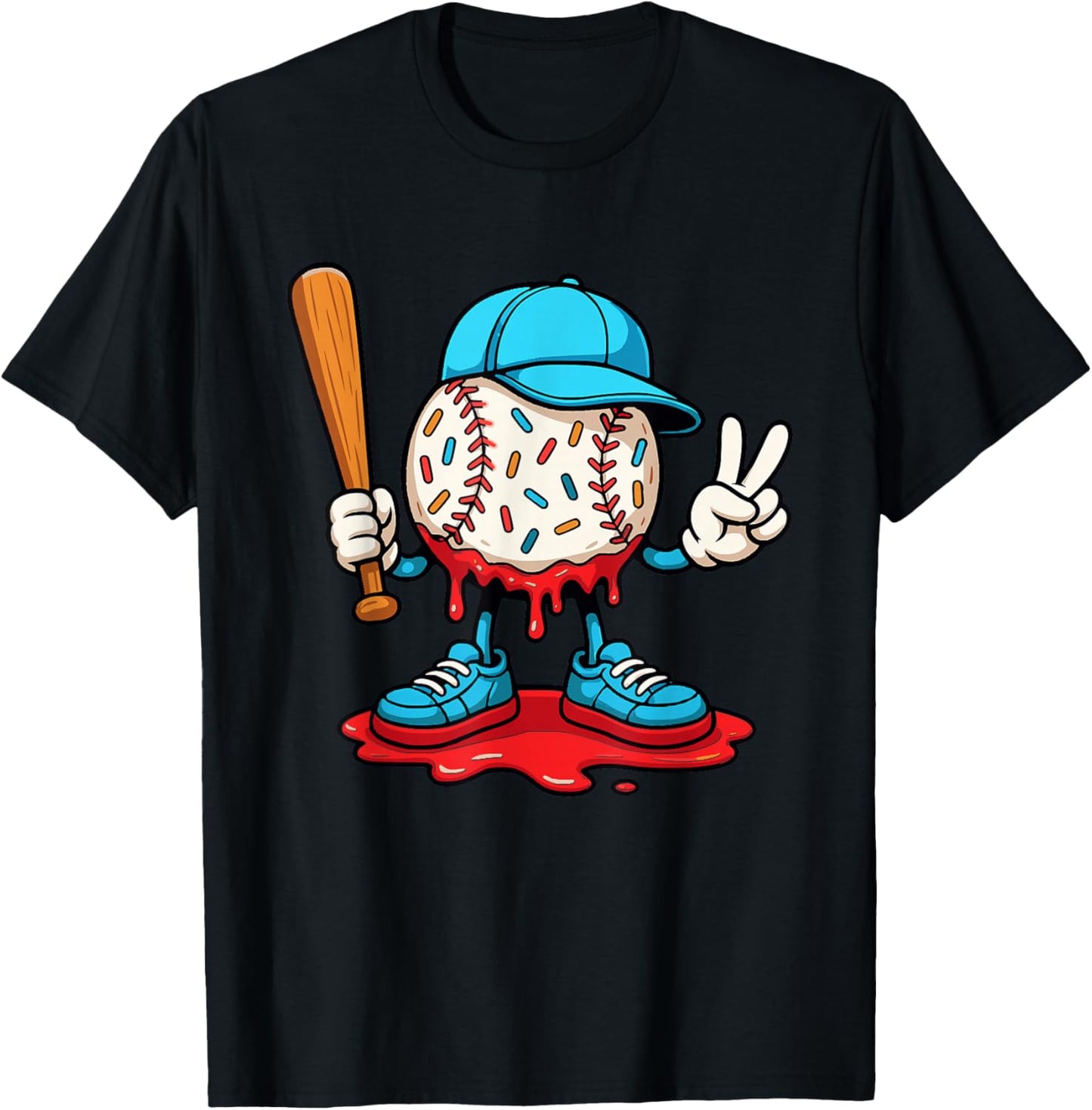 Baseball Drip for Boys Ice Cream Drip Baseball Sport Lover T-Shirt - T-Shirt | Black