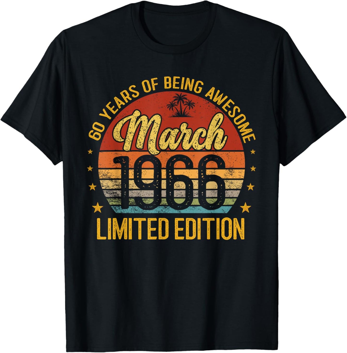 Retro March 1966 Limited Edition 60-Year-Old 60th Birthday T-Shirt - T-Shirt | Black