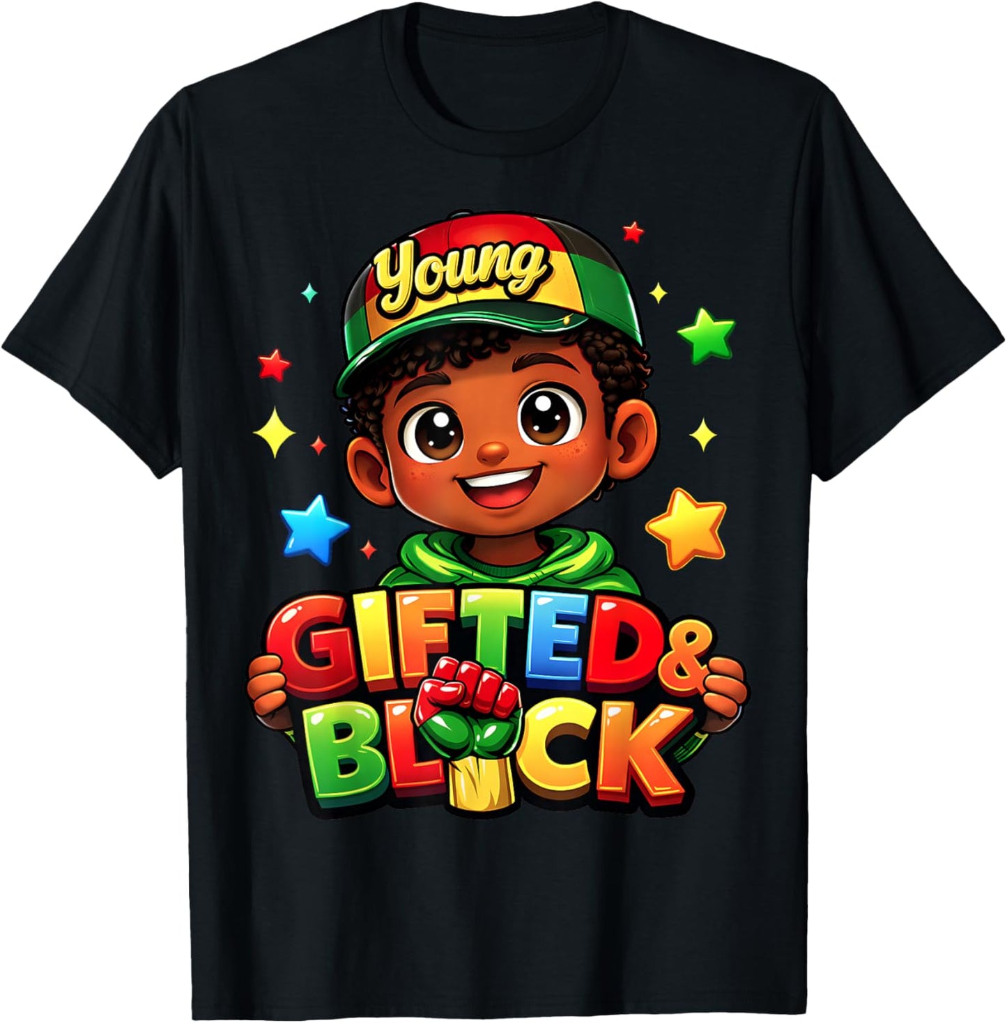 Young Gifted & Black History Month African American Boy Kids T-Shirt - T-Shirt | Black