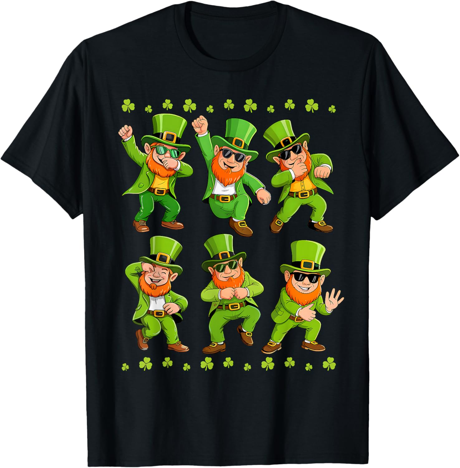 Dancing Leprechauns St Patrick's Day Boys Girls Men Dabbing T-Shirt - T-Shirt | Black