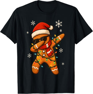 Dabbing Gingerbread Christmas Light Funny Xmas Dab Men Boys T-Shirt - T-Shirt | Black
