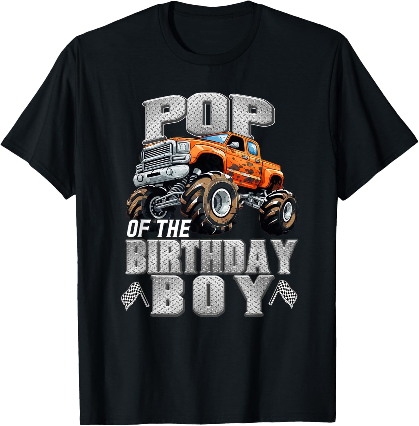 Pop of The Birthday Boy Monster Truck Birthday Family T-Shirt - T-Shirt | Black