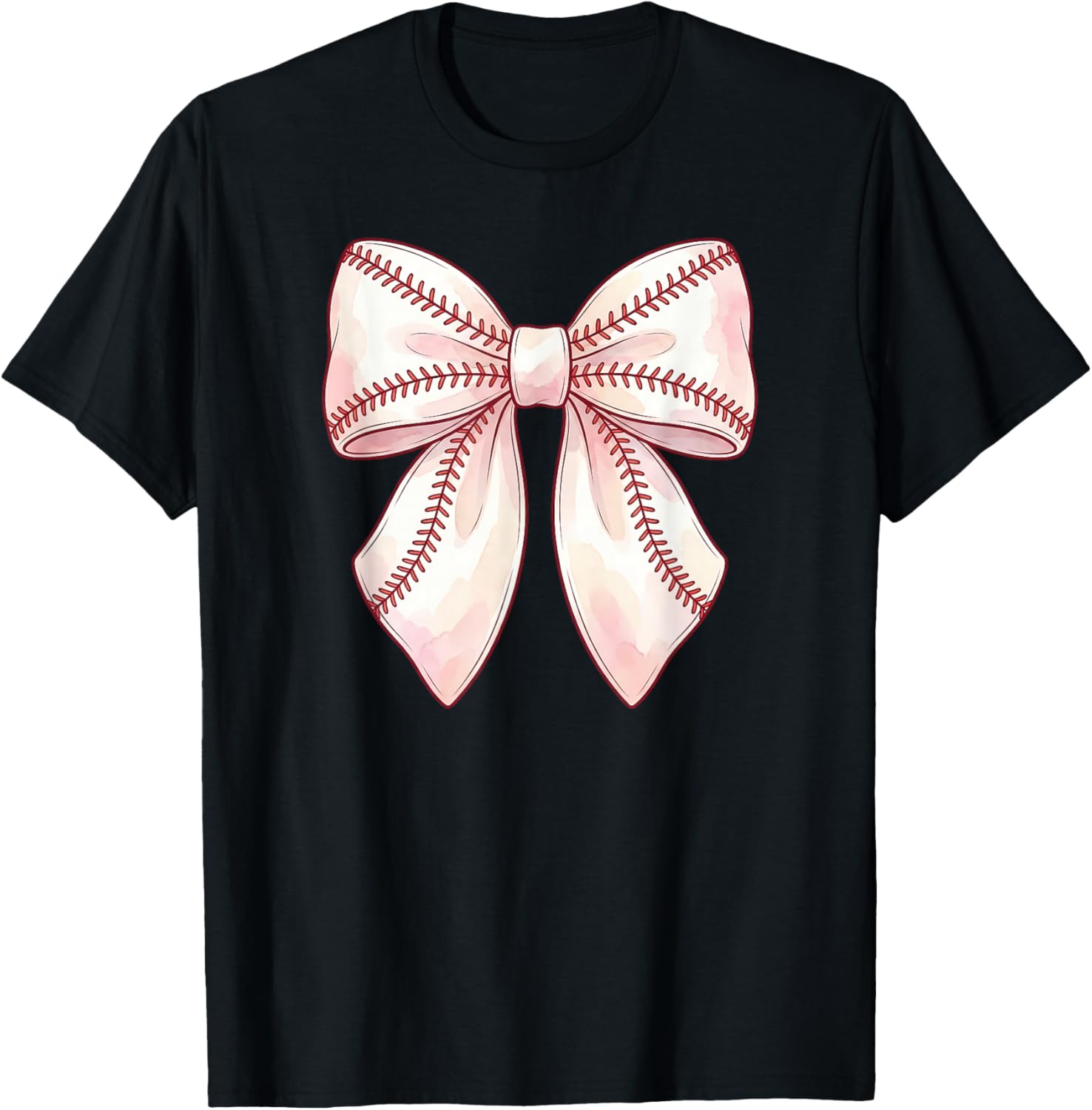 Cute Baseball Coquette Bow Men Women Girls T-Shirt - T-Shirt | Black