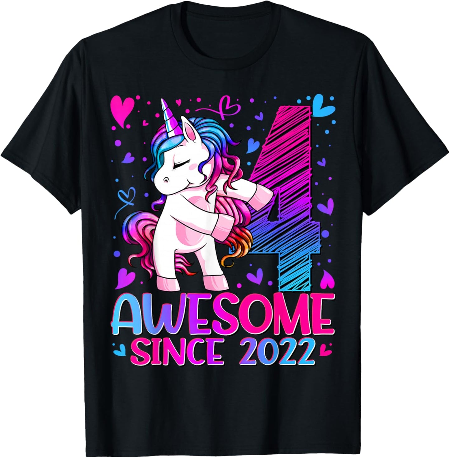 4th Birthday Shirt Girl 4 Year Old Gifts 4 Birthday Girl T-Shirt - T-Shirt | Black