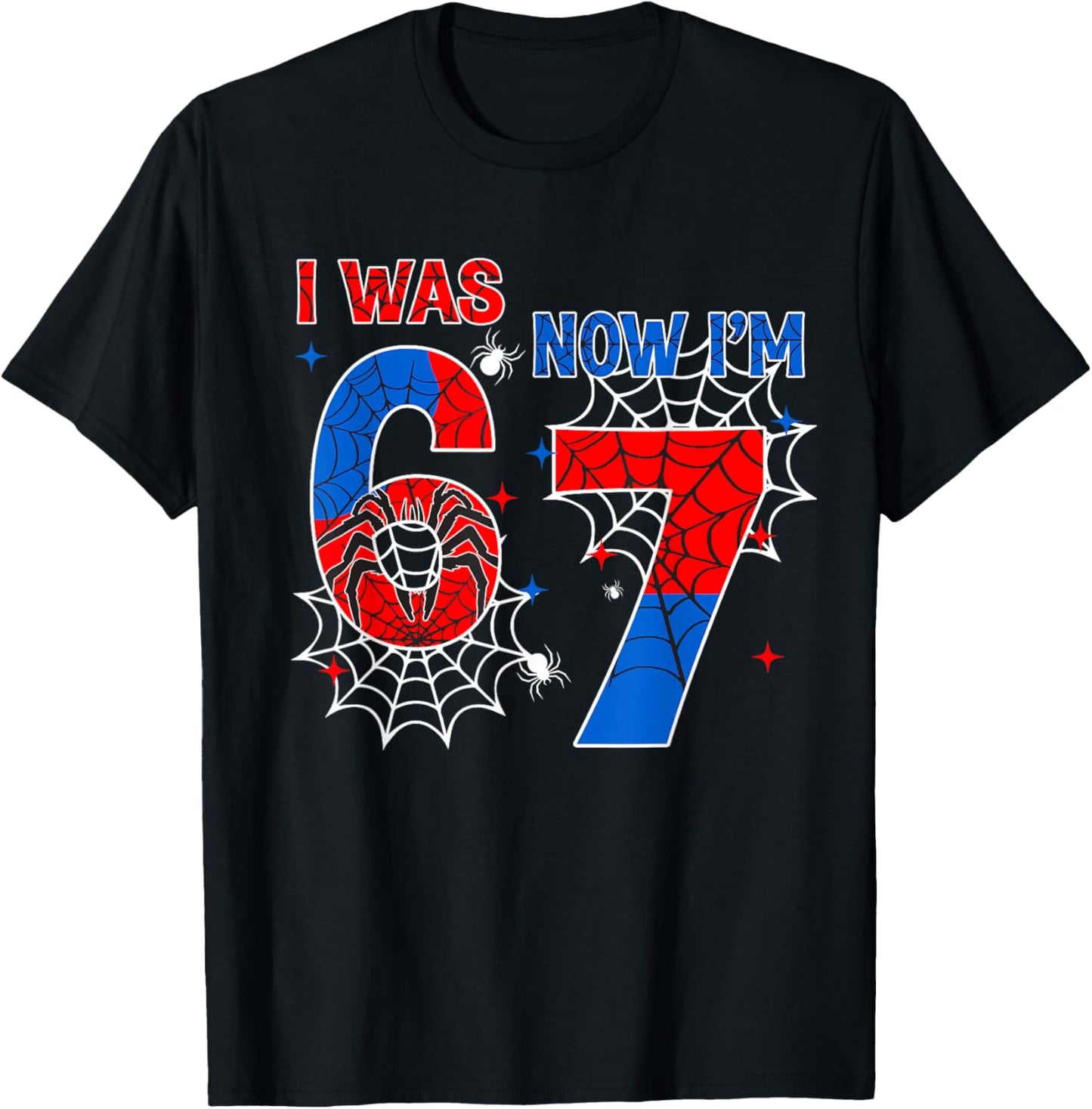 I was 6 Now Im 7 Spider Web Birthday Boys Gift Boy Kids T-Shirt - T-Shirt | Black