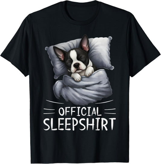Boston Terrier Dog Official Sleepshirt Pajamas Nightgown T-Shirt - T-Shirt | Black