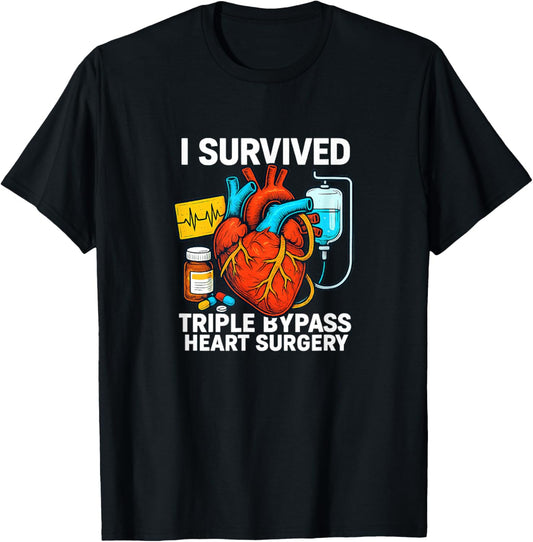 I Survived Triple Bypass Heart Surgery T-Shirt - T-Shirt | Black