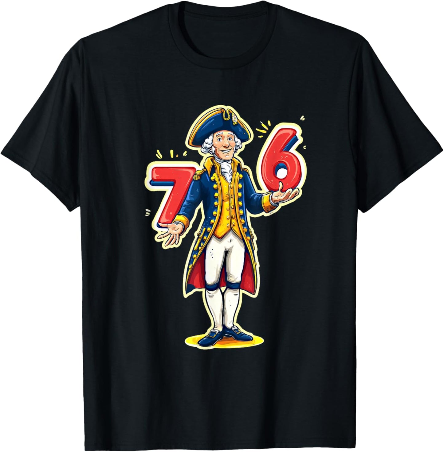 6-7 7-6 Funny George Washington Six Seven Meme T-Shirt - T-Shirt | Black