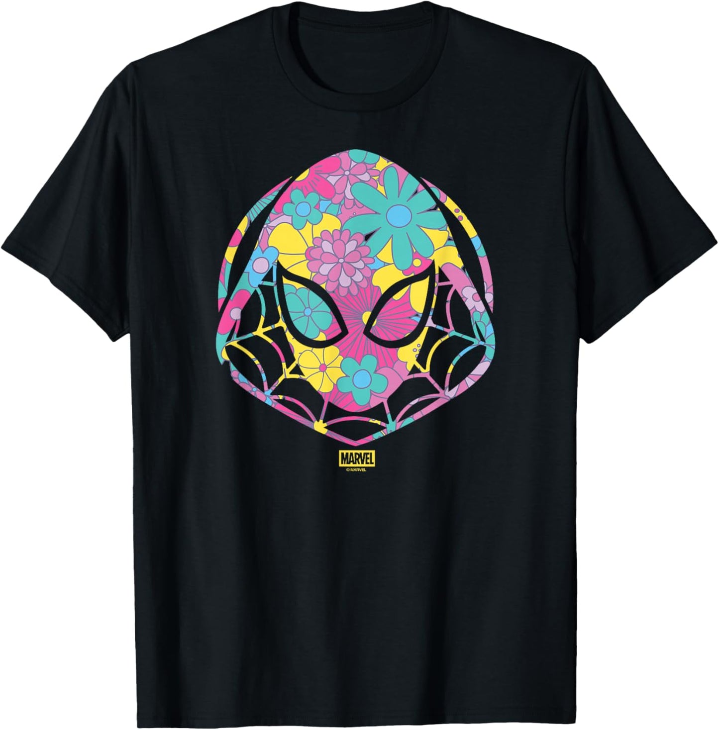 Spider-Man - Floral Ghost Spider Logo T-Shirt - T-Shirt | Black