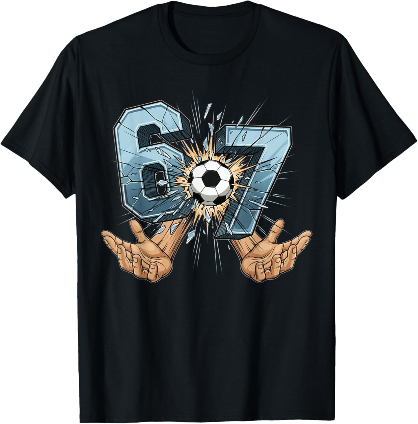 Soccer 67 Six Seven Funny Gen Alpha Meme T-Shirt - T-Shirt | Black