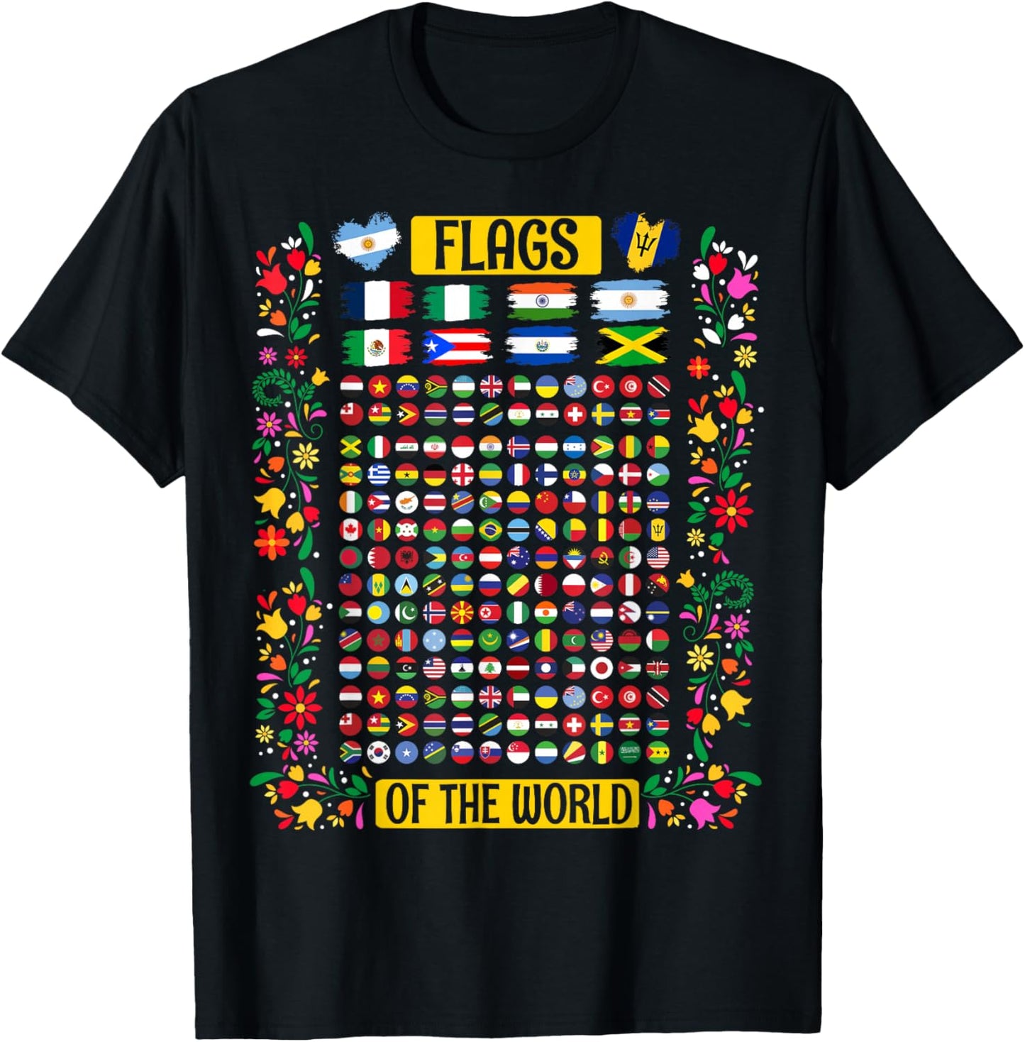 World Flag Outfit Idea for Kids & International Flags Themed T-Shirt - T-Shirt | Black
